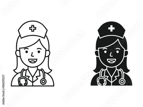 Nurse illustration with diverse skin tones and medical symbols