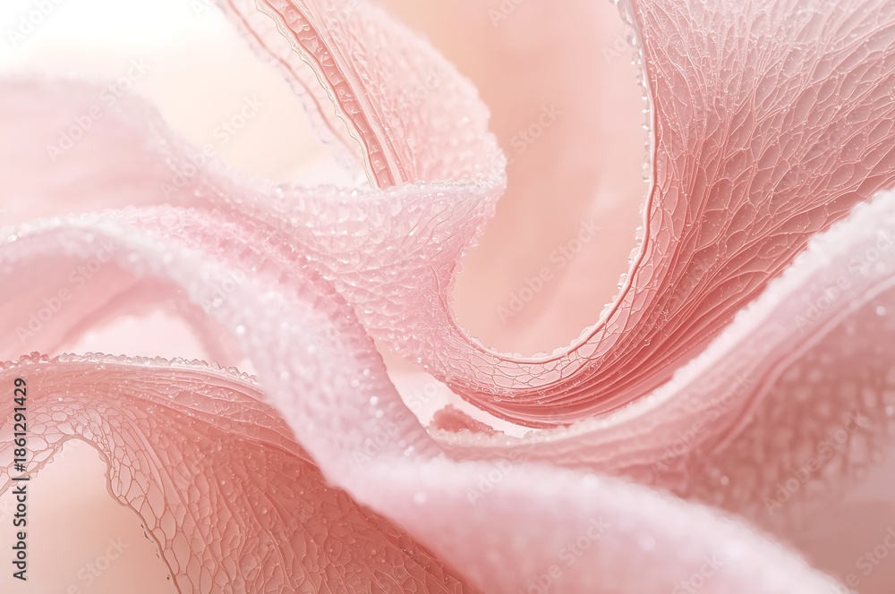 Fototapeta premium A delicate, abstract micropattern inspired by organic growth, featuring intricate, swirling designs in soft pink hues