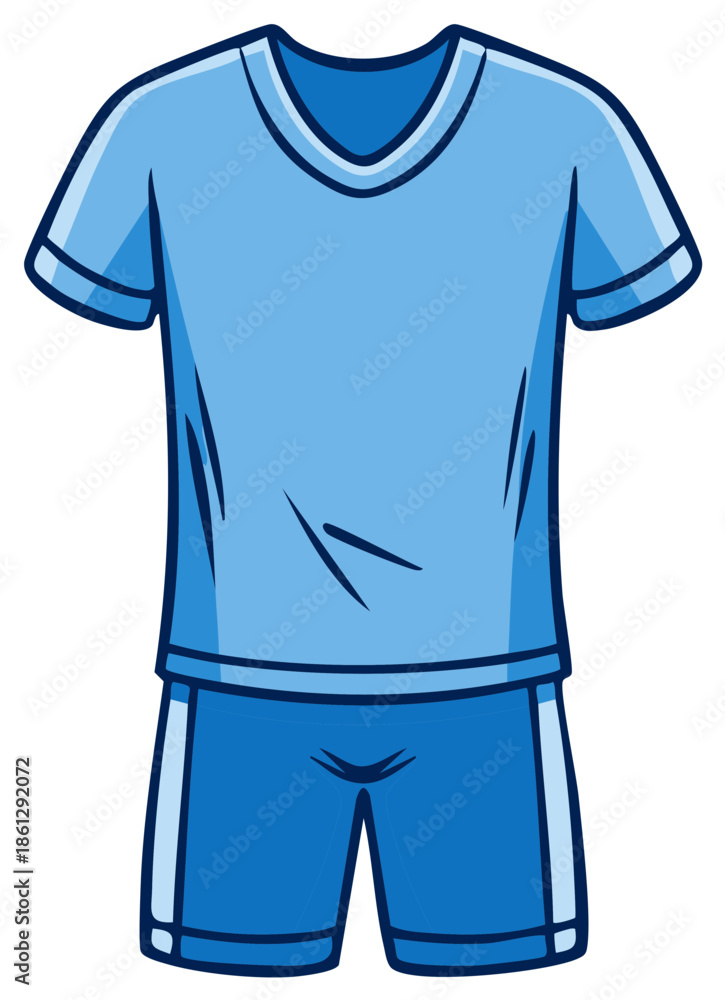 Naklejka premium Blank blue soccer uniform cartoon illustration with jersey and shorts