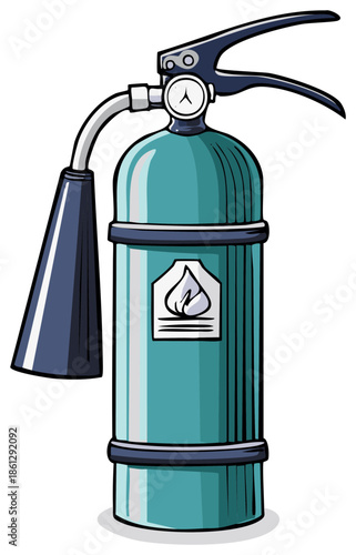 Teal fire extinguisher vector illustration for safety and emergency preparedness