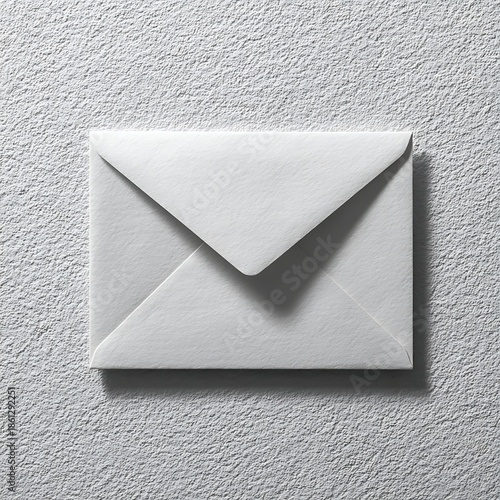 White paper envelope on textured gray background communication concept