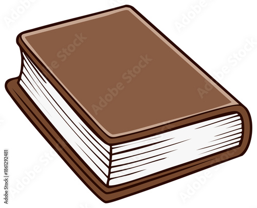 Closed Brown Book with Pages Vector Illustration for Education and Literature