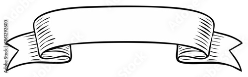 Vintage ribbon banner in a hand drawn sketch style with a classic scroll design for text headers