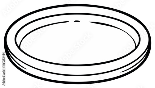 Simple Outline Drawing of a Circular Plate or Ring Shape