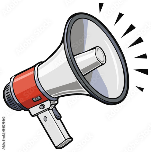 Megaphone Illustration Announcing Loudly with Sound Waves Isolated