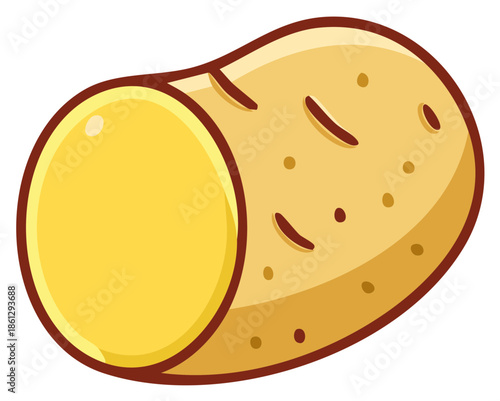 Cartoon Illustration of One Potato for Cooking or Baking