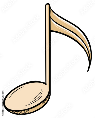 A stylized musical eighth note, a simple graphic representation of a melody.
