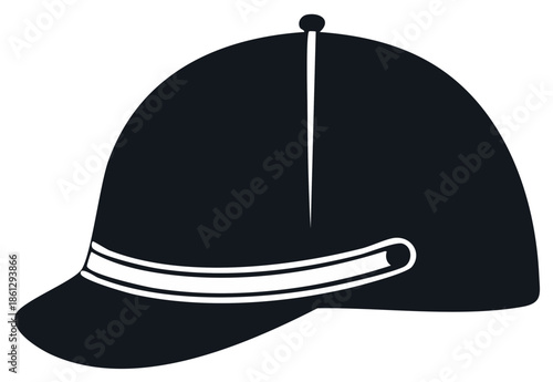 Stylized Black Equestrian Riding Helmet Icon for Horseback Riding and Jockey Sport