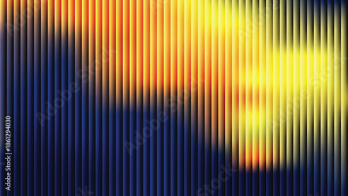 Glass ripple texture with dark gradient background and lilac light streaks. Futuristic distortion, moody abstract glow, reeded vertical blur. Vector illustration EPS