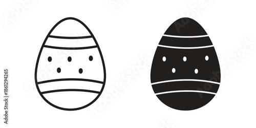 Easter egg icons in black glyph and liner versions for design.