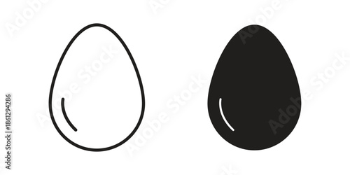 Egg icons in black glyph and liner versions for design.