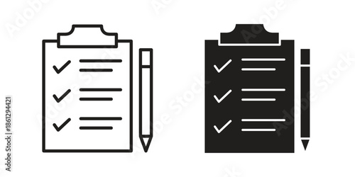 Exam icons in black glyph and liner versions for design.