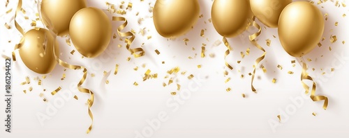 Golden Balloons and Confetti for Celebrations