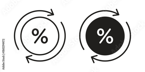 Exchange rate icons in black glyph and liner versions for design.