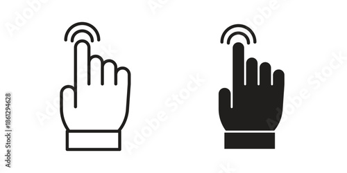 finger tap icons in black glyph and liner versions for design.
