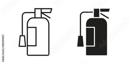 Fire extinguisher icons in black glyph and liner versions for design.