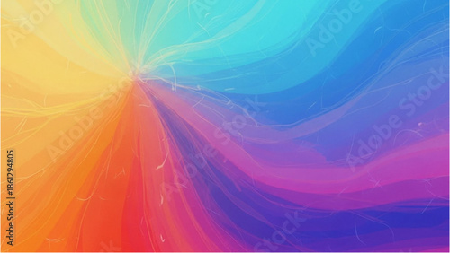 Vibrant abstract colorful swirling patterns converging creating a dynamic visual effect from a central radiant point