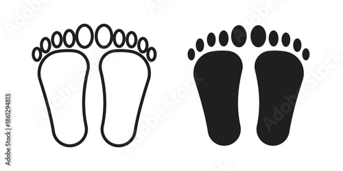 Footprint icons in black glyph and liner versions for design.