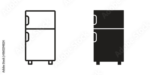 Fridge icons in black glyph and liner versions for design.