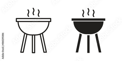 Grill icons in black glyph and liner versions for design.