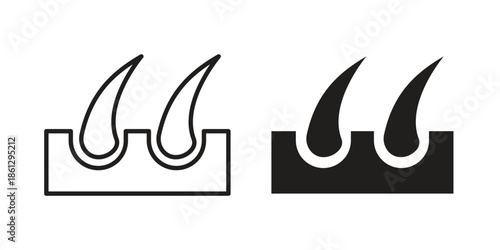 Hair icons in black glyph and liner versions for design.