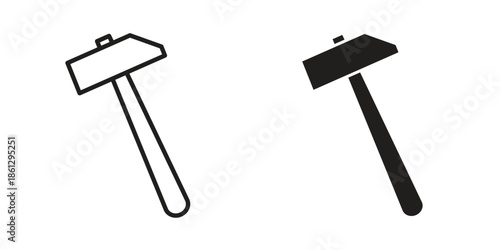 Hammer icons in black glyph and liner versions for design.
