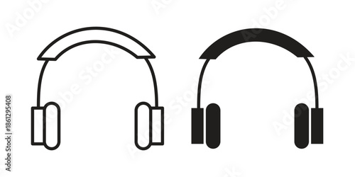 Headset icons in black glyph and liner versions for design.