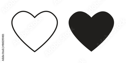 Heart icons in black glyph and liner versions for design.