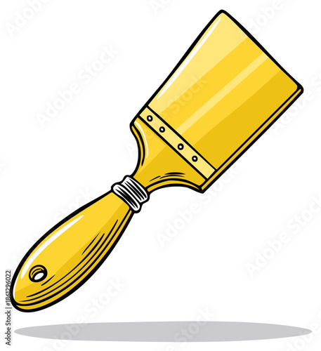 Illustrated Yellow House Painter Brush for Art and Renovation Projects