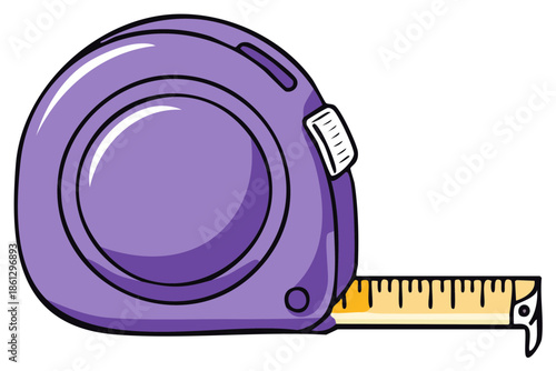 Simple purple measuring tape cartoon illustration for construction and DIY projects