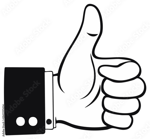 Illustration of a hand gesture expressing approval, satisfaction or agreement, showing thumb up.