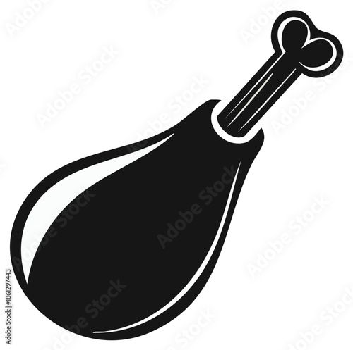 Black and White Illustration of Roasted Chicken Leg