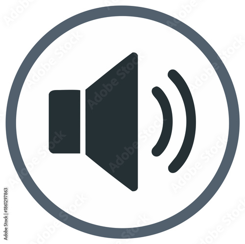 Stylized speaker icon with sound waves for audio and music concepts