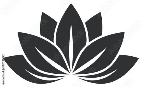 Elegant black lotus flower silhouette symbol for spa wellness yoga and nature designs