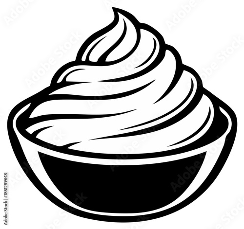 Stylized Whipped Cream in Bowl Simple Icon