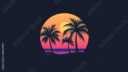 Sunset Beach Scene Graphic Design