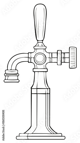 Elegant vintage style beer tap illustration for bar pub and beverage dispenser designs