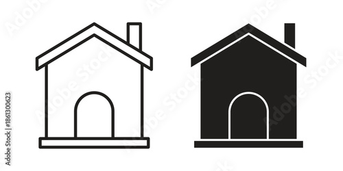 House icons in black glyph and liner versions for design.