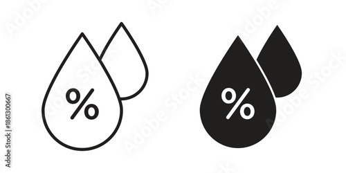 Humidity icons in black glyph and liner versions for design.