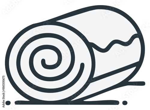 Stylized Rolled Towel or Blanket with Spiral End Pattern Illustration in Minimal Design Style