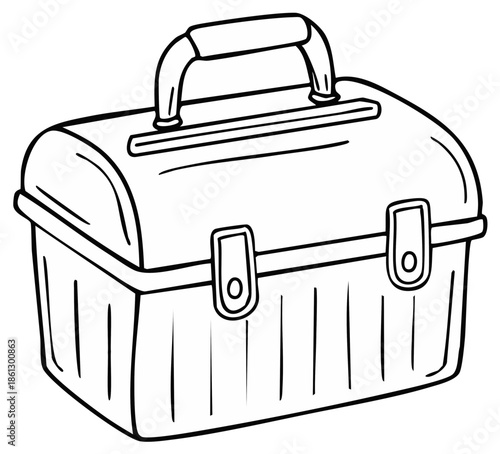 Classic lunchbox with handle and latches illustration