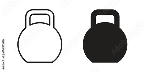 Kettlebell icons in black glyph and liner versions for design.