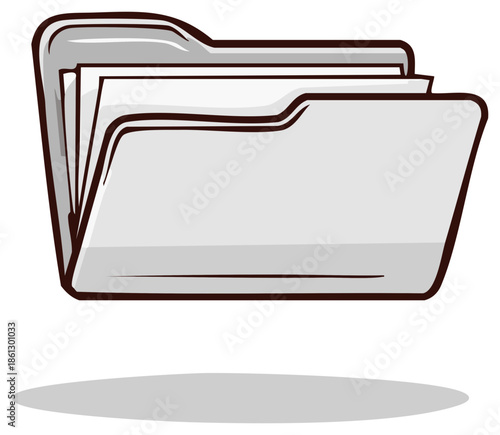 Cartoon folder icon holding documents vector graphic file management symbol