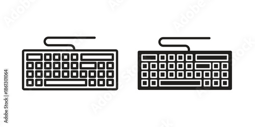 Keyboard icons in black glyph and liner versions for design.
