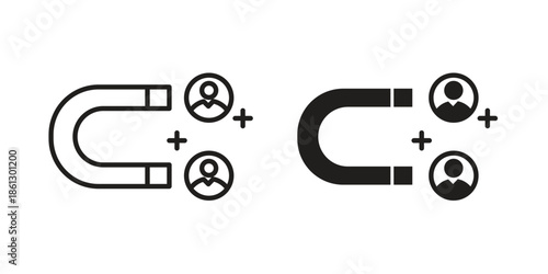 Lead generation icons in black glyph and liner versions for design.