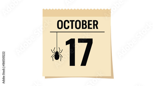 October 17th calendar page illustration with a dangling spider web design