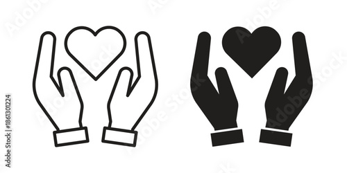 Life insurance icons in black glyph and liner versions for design.