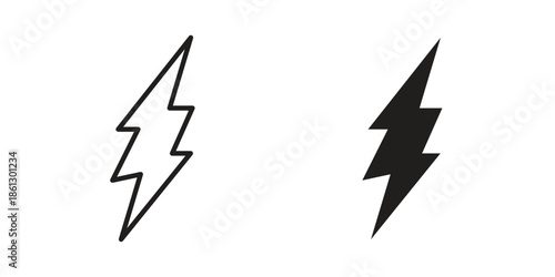 Lightning icons in black glyph and liner versions for design.