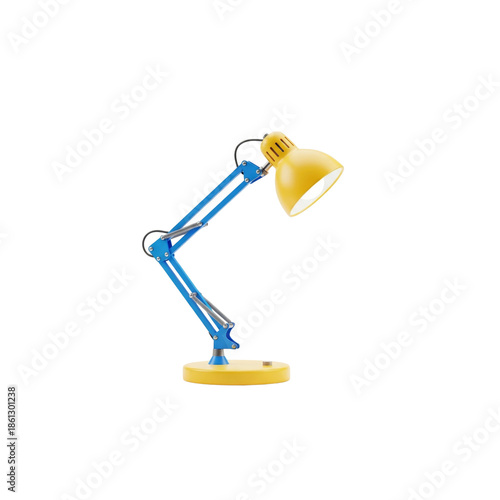 Yellow and blue desk lamp on Transparent Background