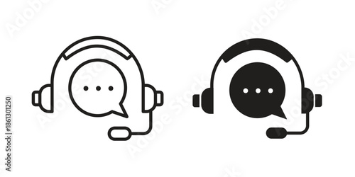 Live chat icons in black glyph and liner versions for design.